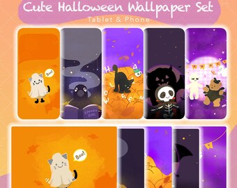 Conjunto de fondos de pantalla de Halloween para teléfono y tableta inspirados en Jellycat