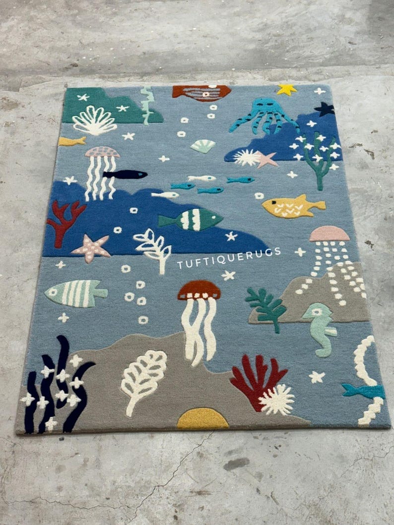 Sea Rug Animal Under the Sea Rug – Hand Tufted Ocean Theme - Etsy
