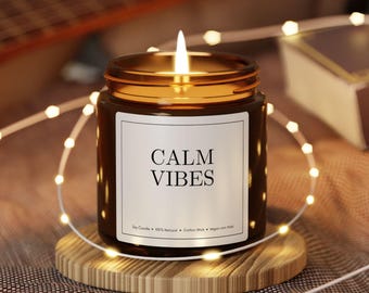 Calm Vibes Soy Candle, Relaxing Scented Candle, Aromatherapy Candle, Self Care Gift, Minimalist Home Decor, Vegan Soy Candle, 4oz