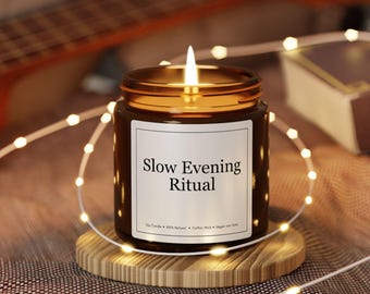 Slow Evening Ritual Candle, Relaxation Soy Candle, 4oz Candle, Self Care Gift, Cozy Night Candle, Minimalist Home Decor