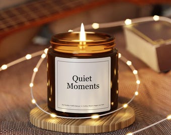 Quiet Moments Candle, 4oz Soy Candle, Relaxing Candle, Self Care Gift, Minimalist Amber Jar Candle, Cozy Home Decor Gift