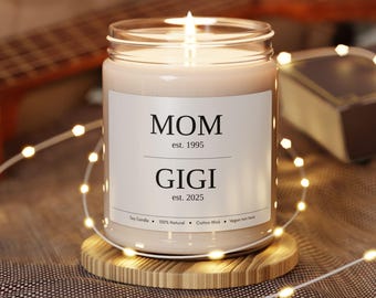 Minimalist Mom est. Soy Candle, Custom Family Gift, 9oz