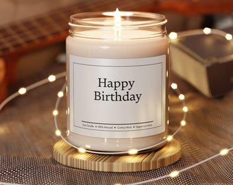 Happy Birthday Soy Candle, Minimalist Gift