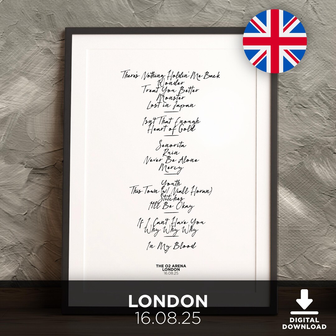 The O2 Arena, London - 16.08.25 - Printable Tour Concert Setlist ...