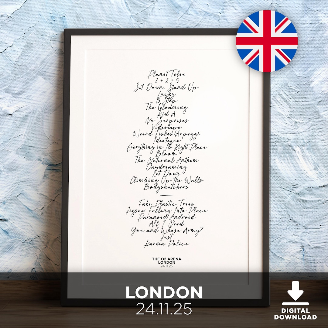 The O2 Arena, London - 24.11.25 - Printable Tour Concert Setlist ...