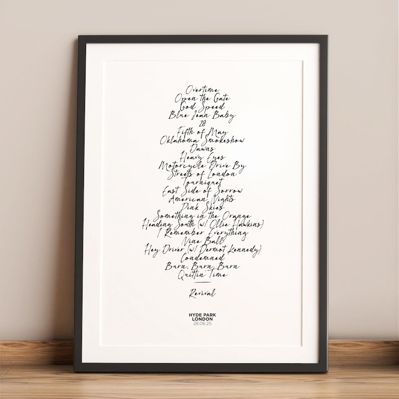 Zach Bryan - 2025 UK Tour Concert Setlist Print 画像 5