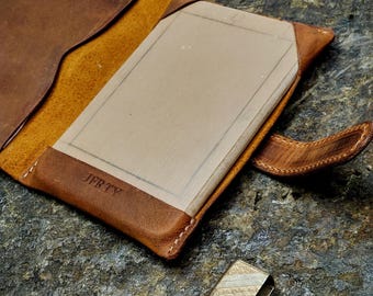 Handmade Cover for e reader Kobo Clara BW Crazy Horse Leather  Personalized initials gift ideas