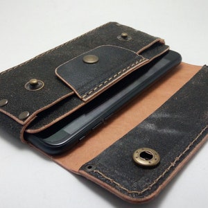 Vintage double sided genuine cowhide wallet to fit Iphone 15 Pro max Iphone15 all models cell phone case pocket card ID belt loop gift ideas