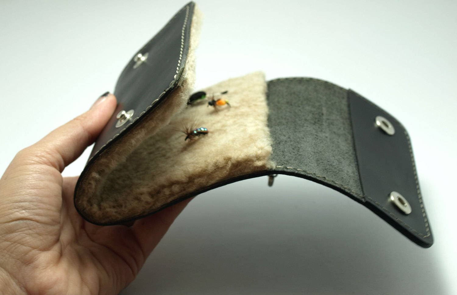 Portefeuille de pêche à la mouche en cuir fabriqué à