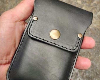 Stylish sleeve to fit Iphone 16 Pro max ,black italian leather and black thread belt strap free initials flap
