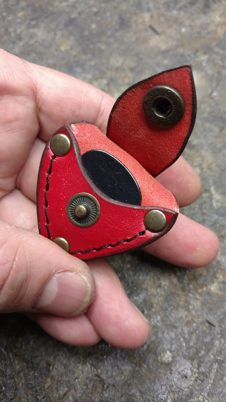 Handmade Leather Guitar Pick Holder Brown Genuine Leather Etsy
