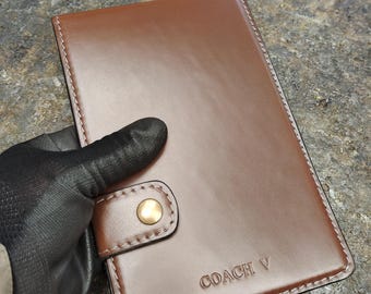 Funda de cuero para bloc de notas de 5 x 8 pulgadas, bloc de notas de cuero de vaca para negocios, bloc personalizado, diario ejecutivo de cuero personalizado, bolsillo para tarjetas, ideas de regalo