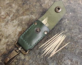 Leather Toothpick Holder Keychain: Personalized Toothpick Travel Case
