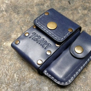 Portasigarette in pelle PERSONALIZZATO, contiene sigarette King size da 20/80 mm, con tasca per accendino, passante per cintura, idea regalo con iniziali gratuite.