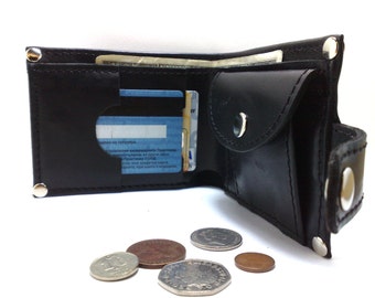 NEW wallet from genuine leather two pockets for business cards, ID, DL, pocket for cash and coin purse/ personalized /gift ideas