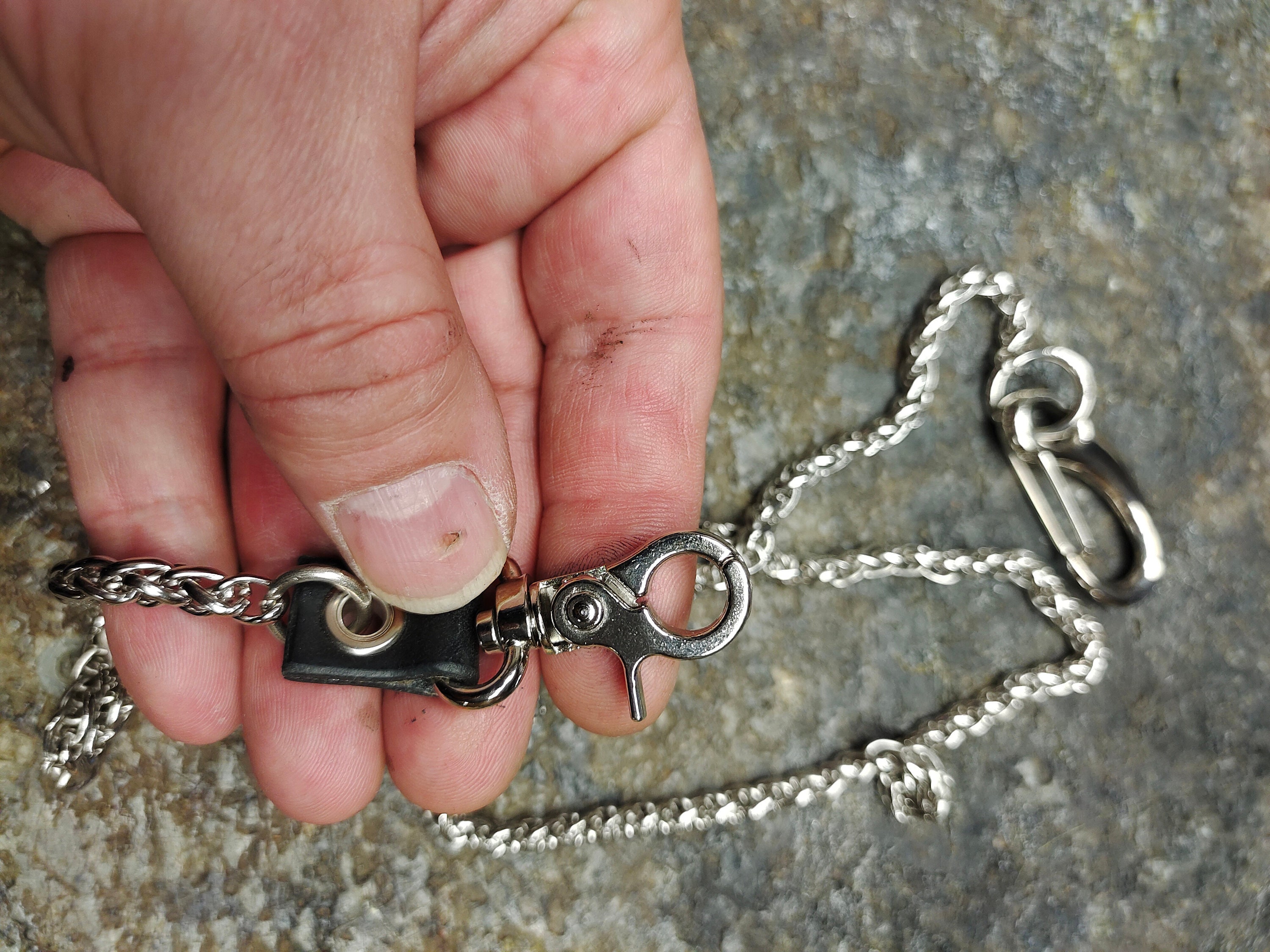 Unique Silver Tone Wallet Chain With Black Leather Gift for 