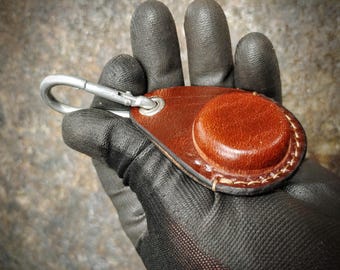 Handmade Leather AirTag Keychain Holder: Personalized Cowhide Air tag Case