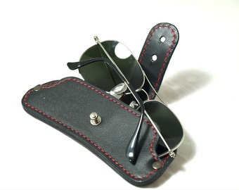 Handmade Leather Glasses Case: Fits Ray-Ban Aviator & Wayfarer, Personalized