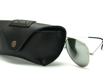 Handmade Leather Glasses Case: Fits Ray Ban Aviator, Personalized