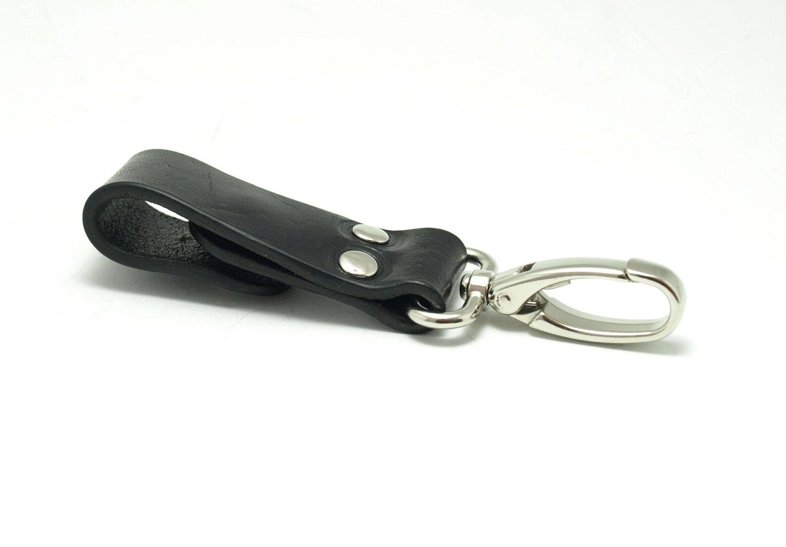 Handmade keychain from black cowhide leather with a solid Etsy