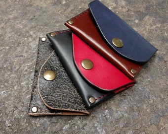 Italian Leather Card Case, Personalized Monogram Wallet unisex volday card cash coin holder