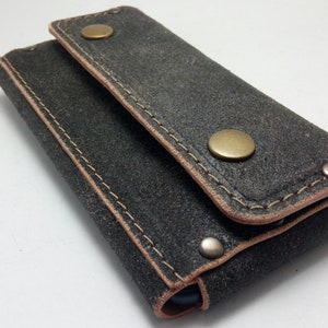 Vintage double sided genuine cowhide wallet to fit iPhone 15 Pro max Iphone15 all models cell phone case pocket card ID belt loop gift ideas image 3