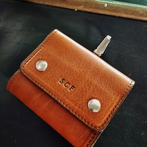 Cartera para moscas de pesca, estuche para pescar, funda para detener las moscas, billetera de piel de oveja curtida con corteza interior de vellón para moscas, regalo personal para pescadores