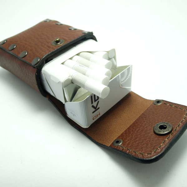 Handgemaakte lederen sigarettenkoker bevat 20/80 sigaretten/lederen mini-tas voor sigaretten/cadeau-ideeën/gepersonaliseerd/tabakszakjes riem