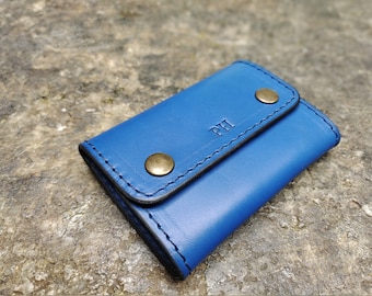 Handmade Leather Key Holder with 2 Hooks: Personalized Key Pouch