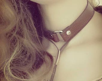 Handmade leather choker brown leather boho chokers leather bohemian chokers style chokers unique gift ideas necklace Modern Accessories