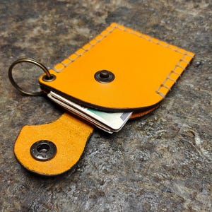 Porta carte / portafoglio / portachiavi / borsetta fatti a mano in vera pelle arancione fatti a mano Idee regalo in vera pelle al 100% personalizzazione gratuita