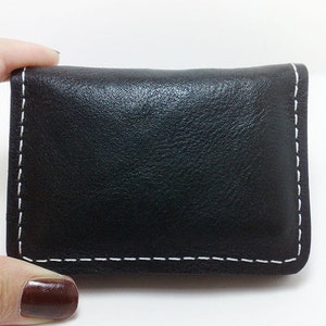 Perfect size wallet from black cowhide leather handcrafted card holder/ wallet /case/ business cards/ cash with coin purse, free monogrammed image 4