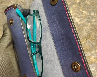 Handmade Black Leather Eyeglasses Case: Wayfarer Style, Personalized