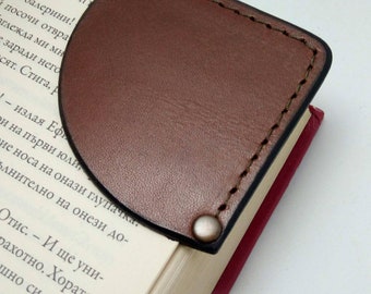 Handmade Personalised Initial Leather Page Corner Bookmark corner genuine leather bookmark personalized, free initials great gift idea