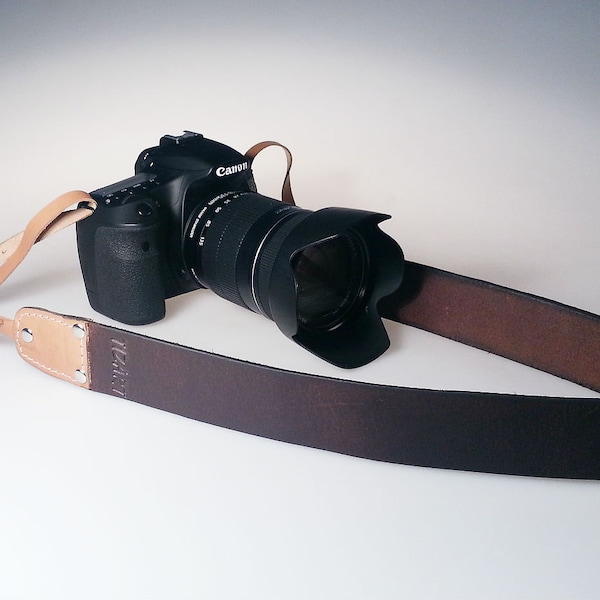 Handmade personalized Leather Camera Strap, DSLR Strap, Camera Neck sling hand stitching, free initials or name unisex / Italian leather