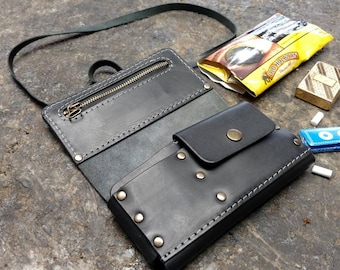 Personalized Leather Tobacco Pouch: Italian Calf Leather, Free Monogram