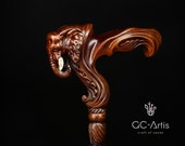 Elephant Cane Wooden Walking Stick Anatomic Palm Grip Handle Wood Carved Walking cane for men women best gift idea for him her old elderly