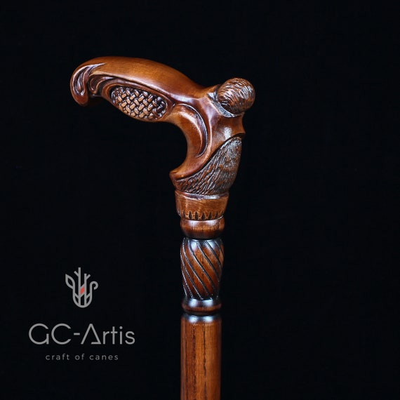 Handcrafted Ergonomic Wooden Walking Cane for Men and Women - Stylish Men's  Oak Wood Cane - Fashionable Walking Stick