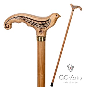 Swallow Bird Light Wooden Walking Cane ladies walking stick Elegant rondine cane for women hand carved pretty nice wood crafted fashion