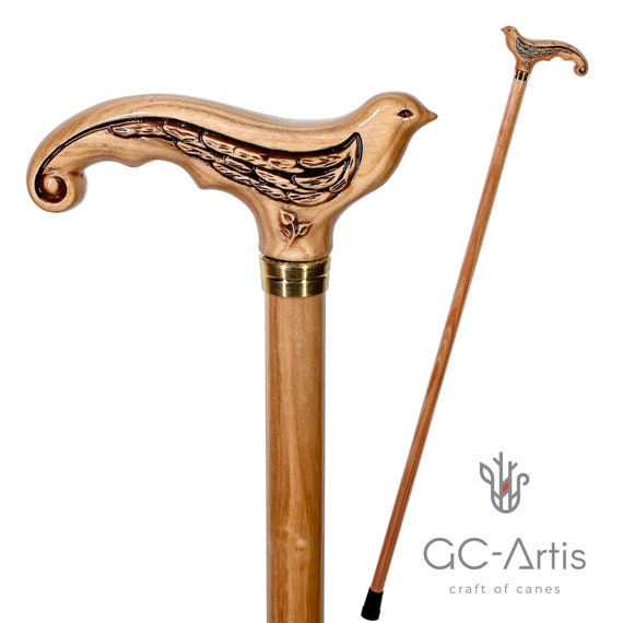 Swallow Bird Light Wooden Walking Cane Ladies Walking Stick Elegant Rondine  Cane for Women Hand Carved Pretty Nice Wood Crafted Fashion 