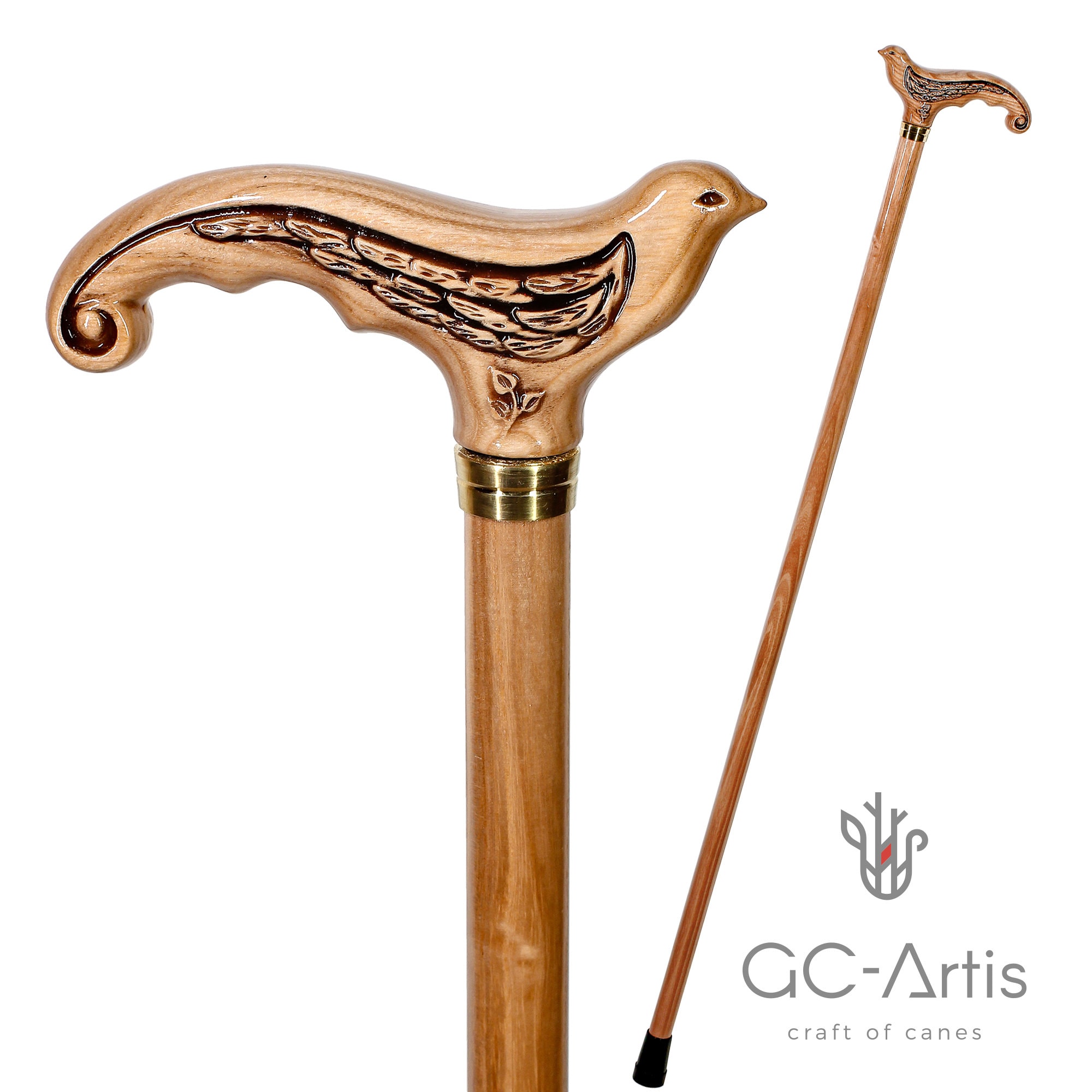 Swallow Bird Light Wooden Walking Cane Ladies Walking Stick