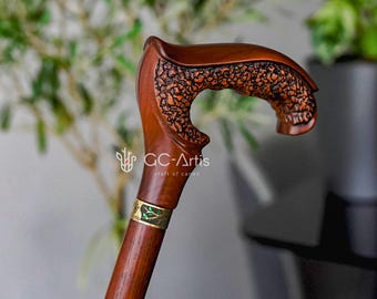 GRACE Ash Wood Walking Cane: Elegant Brass Collar Fashion Stick