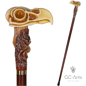 Collectible Walking Stick Cane Eagle Skull - cool aceesorry for Halloween Party, wooden shaft Walking Cane with skull & spider for man women