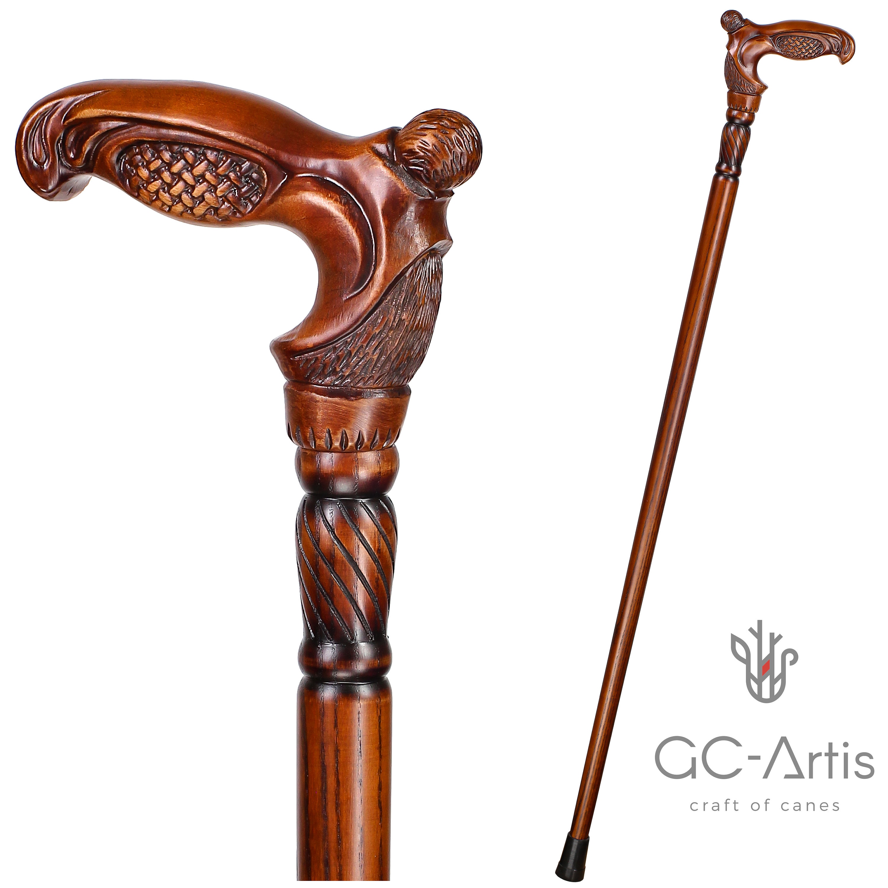 Weaving Wooden Walking Stick Cane Hand Carved Cane for Men Women With Wood  Crafted Comfortable Handle, Collapsible, Unique Design 