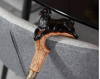 Black Labrador retriever walking canes - Light Walking Stick - wood carved present for dog lovers