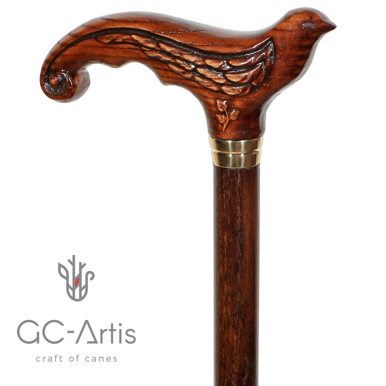 Swallow bird Wooden Cane Walking Stick handmade Elegant handle Pretty Walking cane stick for women Ladies Female hand carved wood crafted image 4