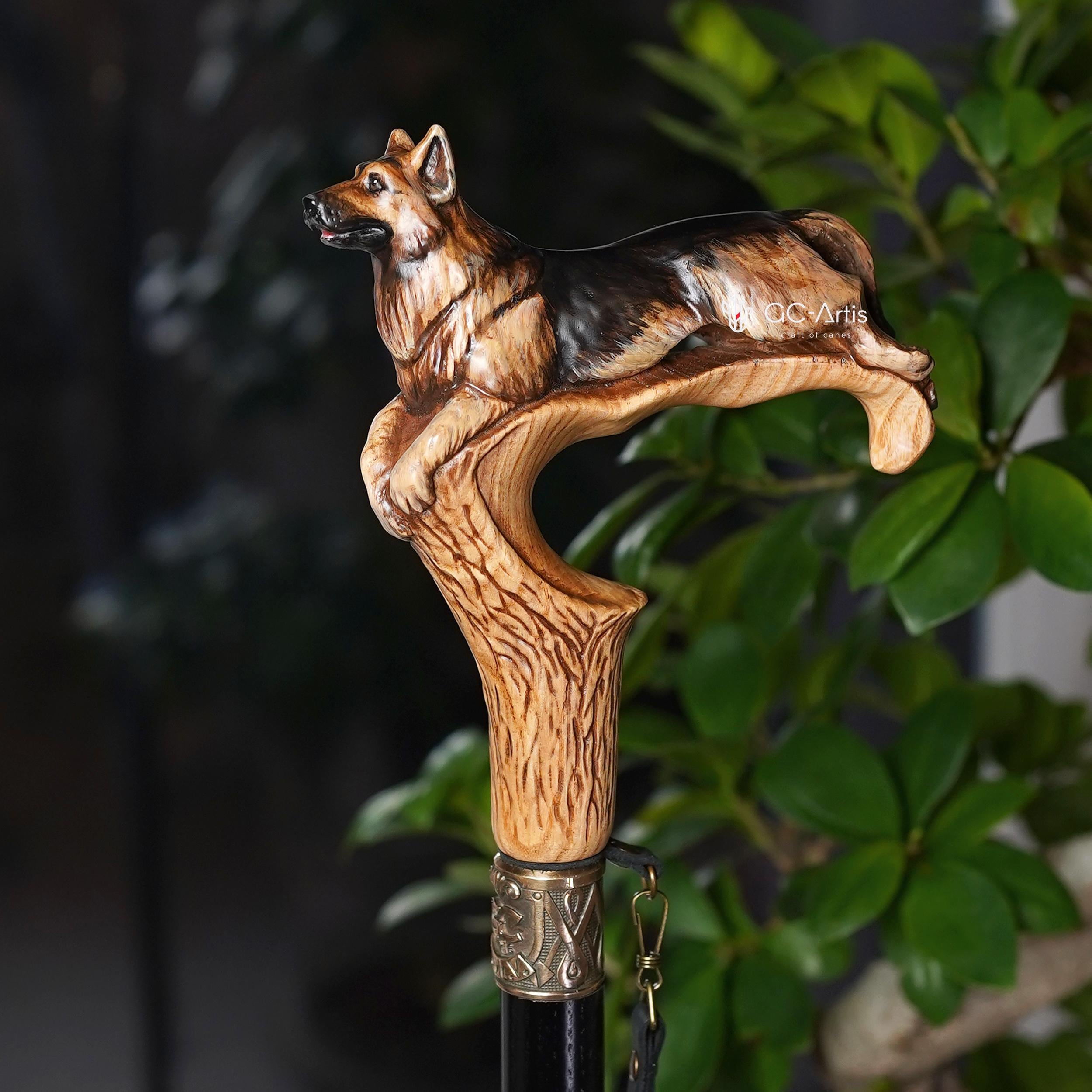 木製杖（ジャーマンシェパード）：手描きの犬種柄 - Etsy 日本