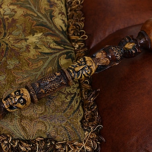 OWL & Skull Walking Cane Hiking Stick Staff Trekking Pole - Totem Style Extra long Wooden Walking stick hand carved crafted - 56 inches