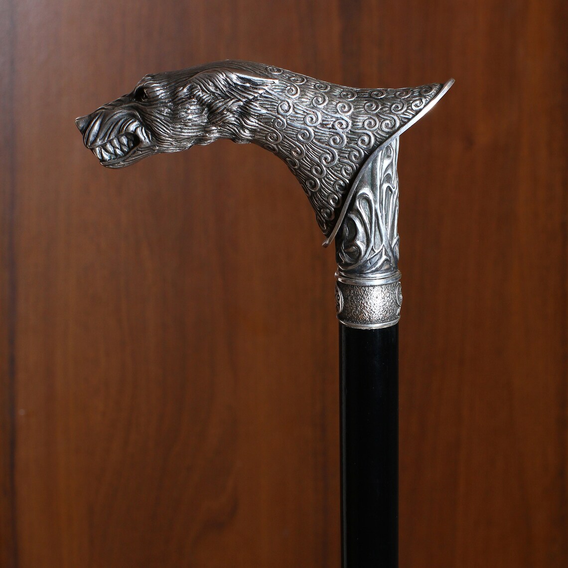 Wolf Bronze Silver Plated Walking Stick Cane Classic metal Etsy