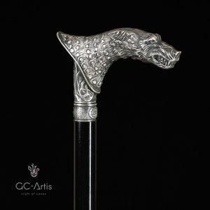 Wolf Bronze Silver Plated Walking Stick Cane Classic Metal Handle ...